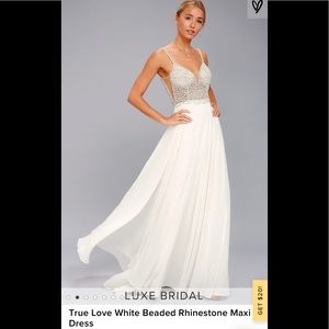 Lulu’s True Love White Beaded Maxi Dress